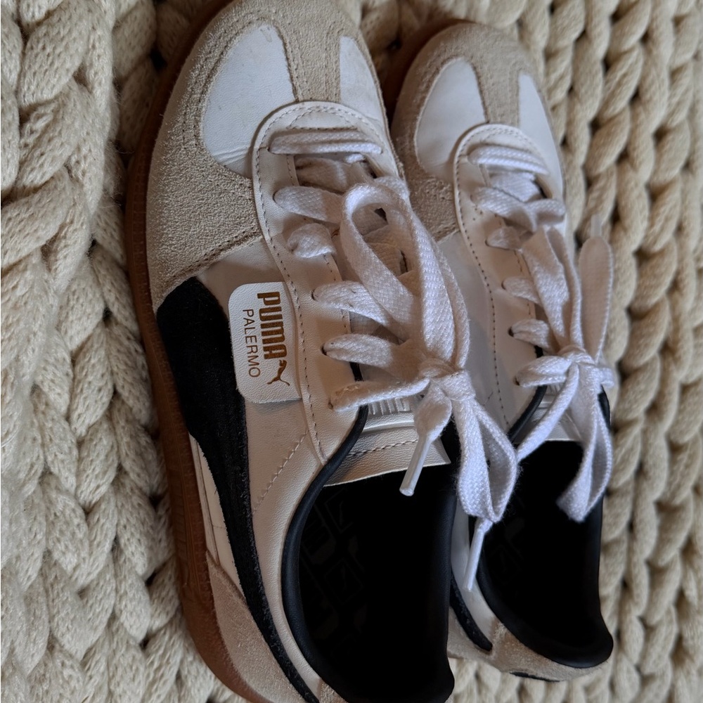 Puma Classic White and Beige Sneakers
